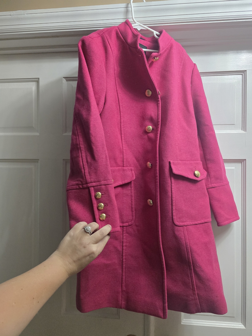 Talbots Pink Wool Pea Coat with Gold Buttons